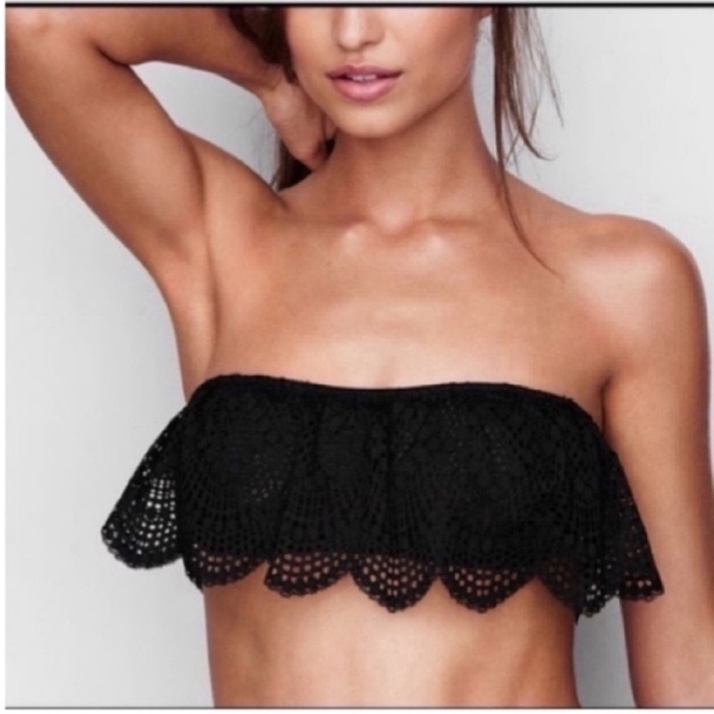 Victoria's Secret Black Ruffled Lace Bandeau